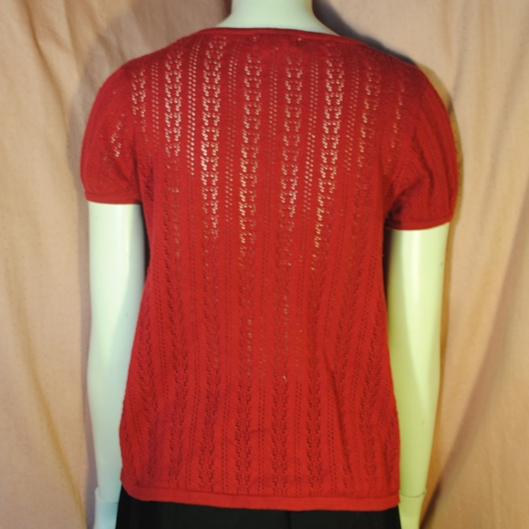 Old Fashioned Red Knit Cardigan Sweater 30s 40s - Picture 2 of 4